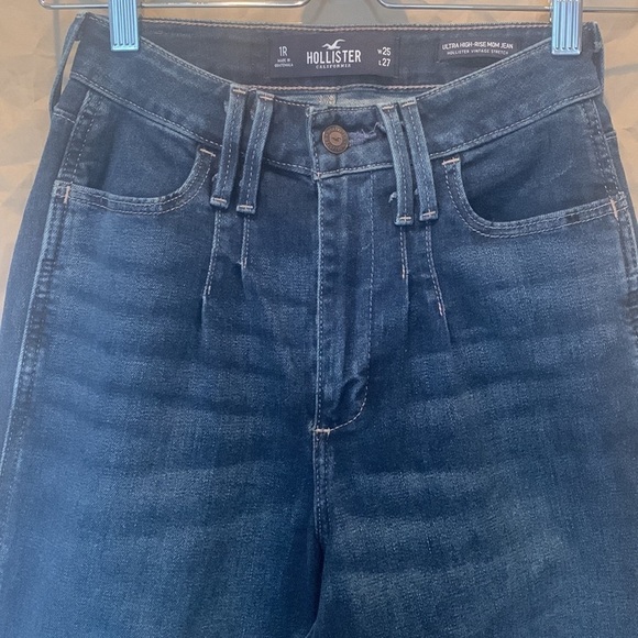 Hollister | Ultra High-Rise Mom Vintage Wash Stretch Blue Y2K Jeans 25 x 27 1R - Picture 3 of 16